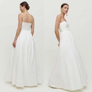 NWT Reformation Kastoria Fitted Maxi Dress Sz 8 White Full Length A-line Skirt